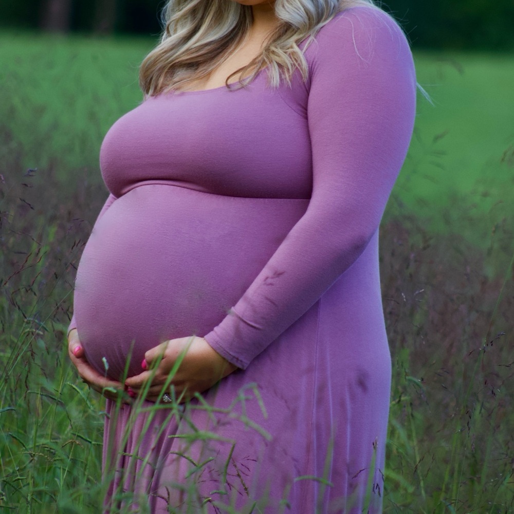 PinkBlush Mauve Solid Off Shoulder Maternity Maxi Dress